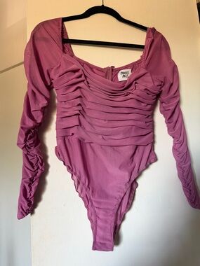 Princess Polly Dusty Rose Ruched Scoop Neck Long Sleeve Bodysuit